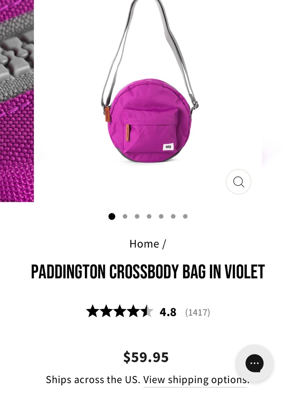 ORI Small Crossbody Bag in Magenta - Picture 6 of 6